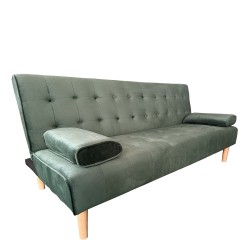 Καναπές Κρεβάτι Τριθέσιος  ELFREDA Πράσινο Ύφασμα 188x83x83cm