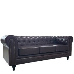Καναπές Τριθέσιος  AVERY Σκούρο Καφέ PU 208x90x73cm
