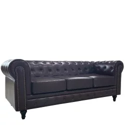 Καναπές Τριθέσιος  AVERY Σκούρο Καφέ PU 208x90x73cm