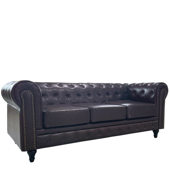 Καναπές Τριθέσιος AVERY Σκούρο Καφέ PU 208x90x73cm Καναπές Τριθέσιος AVERY Σκούρο Καφέ PU 208x90x73cm