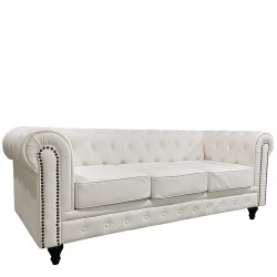 Καναπές Τριθέσιος  AVERY Λευκό PU 208x90x73cm