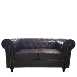 Καναπές Διθέσιος  AVERY Σκούρο Καφέ PU 155x90x73cm