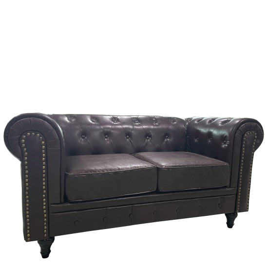 Καναπές Διθέσιος AVERY Σκούρο Καφέ PU 155x90x73cm Καναπές Διθέσιος AVERY Σκούρο Καφέ PU 155x90x73cm