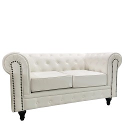 Καναπές Διθέσιος  AVERY Λευκό PU 155x90x73cm