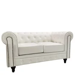Καναπές Διθέσιος  AVERY Λευκό PU 155x90x73cm