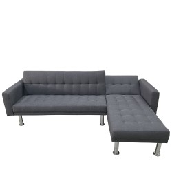Καναπές Κρεβάτι Γωνιακός  OBERON Γκρι Ύφασμα 240x102/175x40cm