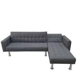 Καναπές Κρεβάτι Γωνιακός  OBERON Γκρι Ύφασμα 240x102/175x40cm