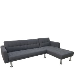 Καναπές Κρεβάτι Γωνιακός  OBERON Γκρι Ύφασμα 240x102/175x40cm