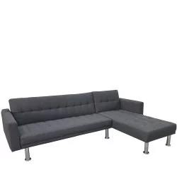 Καναπές Κρεβάτι Γωνιακός  OBERON Γκρι Ύφασμα 240x102/175x40cm