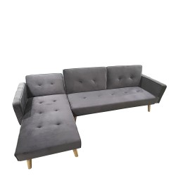 Καναπές Κρεβάτι Γωνιακός  EMILIA Γκρι Ύφασμα 267x153x85cm
