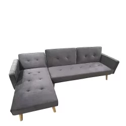 Καναπές Κρεβάτι Γωνιακός  EMILIA Γκρι Ύφασμα 267x153x85cm