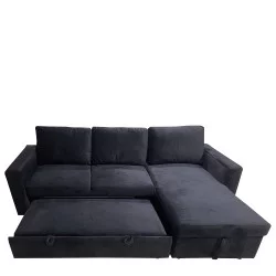 Καναπές Κρεβάτι Γωνιακός  MATINEE Αναστρέψιμος Μαύρο Ύφασμα 220x155x81cm