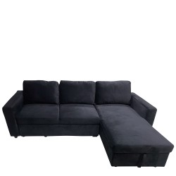 Καναπές Κρεβάτι Γωνιακός  MATINEE Αναστρέψιμος Μαύρο Ύφασμα 220x155x81cm