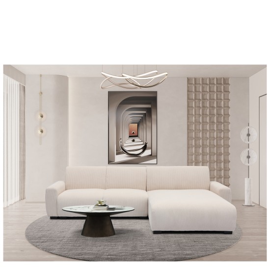 Καναπές Γωνιακός Αναστρέψιμος  TRIANA Μπεζ Ύφασμα 287x161x71cm