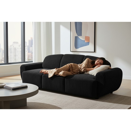 Καναπές Κρεβάτι Τριθέσιος  SCULPTA Μαύρο Ύφασμα 234x88x75cm