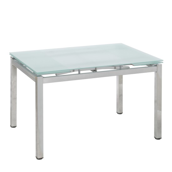 Τραπέζι Επεκτεινόμενο ArteLibre BOTEV Αμμοβολή/Χρώμιο Γυαλί/Μέταλλο 120+60x80x75cm - ART-14320030