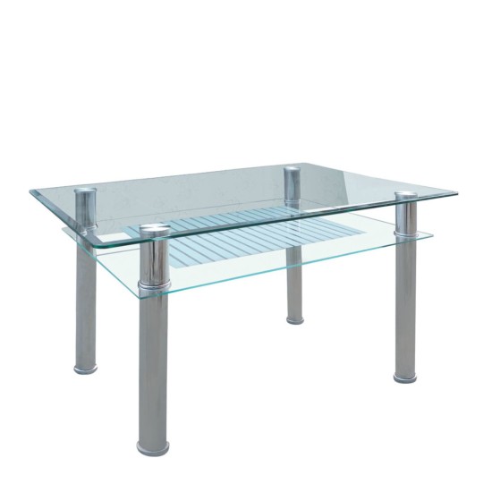 Τραπέζι  BLANC Διάφανο/Χρώμιο Γυαλί/Μέταλλο 90x60x75cm