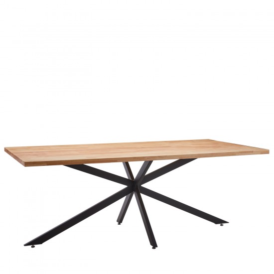 Τραπέζι Τραπεζαρίας ArteLibre DRYOPIS Φυσικό/Μαύρο Ξύλο/Μέταλλο 200x100x75cm - ART-14320043