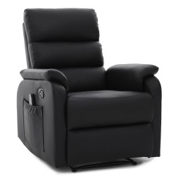 Πολυθρόνα Ανακλινόμενη  RIGIL Με Λειτουργία Μασάζ Μαύρο PU 75x87x102cm