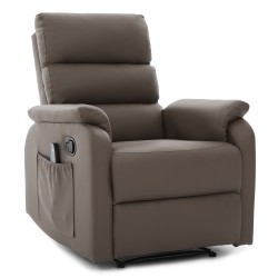 Πολυθρόνα Ανακλινόμενη  RIGIL Με Λειτουργία Μασάζ Καφέ PU 75x87x102cm