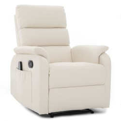 Πολυθρόνα Ανακλινόμενη  RIGIL Με Λειτουργία Μασάζ Μπεζ PU 75x87x102cm