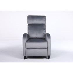 Πολυθρόνα Ανακλινόμενη  ATRIA Γκρι Βελούδο 67.5x90x104cm