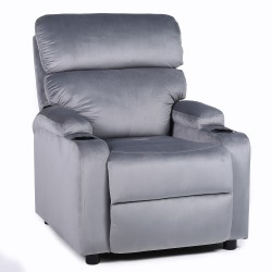 Πολυθρόνα Ανακλινόμενη  RANA Γκρι Βελούδο 80x95x103cm