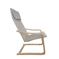 Πολυθρόνα  NORDVIK Μπεζ/Φυσικό Ύφασμα/Ξύλο 60x71x105cm