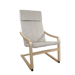 Πολυθρόνα  NORDVIK Μπεζ/Φυσικό Ύφασμα/Ξύλο 60x71x105cm