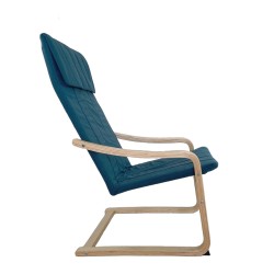 Πολυθρόνα  NORDVIK Μπλε/Φυσικό Ύφασμα/Ξύλο 60x71x105cm