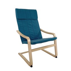 Πολυθρόνα  NORDVIK Μπλε/Φυσικό Ύφασμα/Ξύλο 60x71x105cm