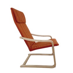 Πολυθρόνα  NORDVIK Πορτοκαλί/Φυσικό Ύφασμα/Ξύλο 60x71x105cm