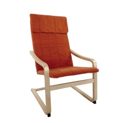 Πολυθρόνα  NORDVIK Πορτοκαλί/Φυσικό Ύφασμα/Ξύλο 60x71x105cm