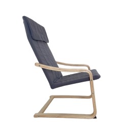 Πολυθρόνα  NORDVIK Γκρι/Φυσικό Ύφασμα/Ξύλο 60x71x105cm