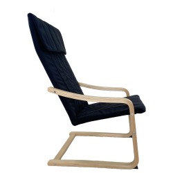 Πολυθρόνα  NORDVIK Μαύρο/Φυσικό Ύφασμα/Ξύλο 60x71x105cm