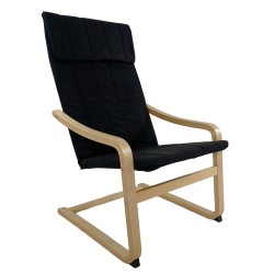 Πολυθρόνα  NORDVIK Μαύρο/Φυσικό Ύφασμα/Ξύλο 60x71x105cm