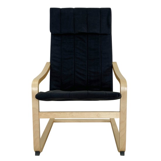 Πολυθρόνα  NORDVIK Μαύρο/Φυσικό Ύφασμα/Ξύλο 60x71x105cm