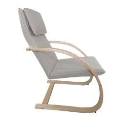 Πολυθρόνα  VESNA Μπεζ/Φυσικό Ύφασμα/Ξύλο 67x78x92cm