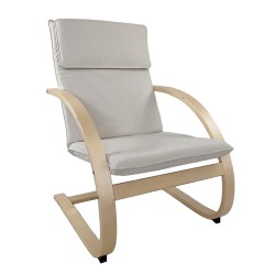 Πολυθρόνα  VESNA Μπεζ/Φυσικό Ύφασμα/Ξύλο 67x78x92cm