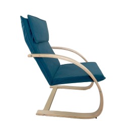 Πολυθρόνα  VESNA Μπλε/Φυσικό Ύφασμα/Ξύλο 67x78x92cm