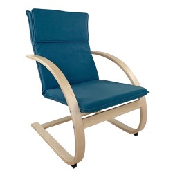 Πολυθρόνα  VESNA Μπλε/Φυσικό Ύφασμα/Ξύλο 67x78x92cm