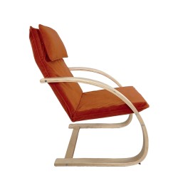 Πολυθρόνα  VESNA Πορτοκαλί/Φυσικό Ύφασμα/Ξύλο 67x78x92cm