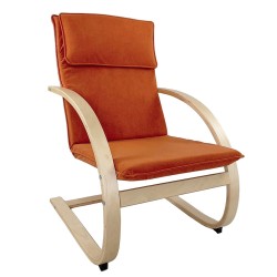 Πολυθρόνα  VESNA Πορτοκαλί/Φυσικό Ύφασμα/Ξύλο 67x78x92cm