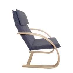 Πολυθρόνα  VESNA Γκρι/Φυσικό Ύφασμα/Ξύλο 67x78x92cm