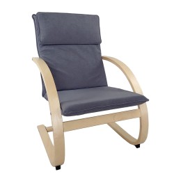 Πολυθρόνα  VESNA Γκρι/Φυσικό Ύφασμα/Ξύλο 67x78x92cm