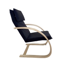 Πολυθρόνα  VESNA Μαύρο/Φυσικό Ύφασμα/Ξύλο 67x78x92cm