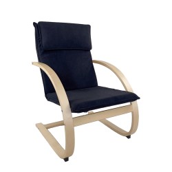 Πολυθρόνα  VESNA Μαύρο/Φυσικό Ύφασμα/Ξύλο 67x78x92cm