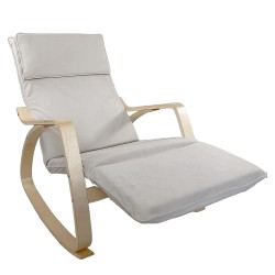 Πολυθρόνα Κουνιστή  LUNDRA Μπεζ/Φυσικό Ύφασμα/Ξύλο 67x127x91cm