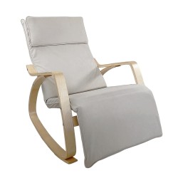 Πολυθρόνα Κουνιστή  LUNDRA Μπεζ/Φυσικό Ύφασμα/Ξύλο 67x127x91cm