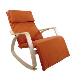 Πολυθρόνα Κουνιστή  LUNDRA Πορτοκαλί/Φυσικό Ύφασμα/Ξύλο 67x127x91cm